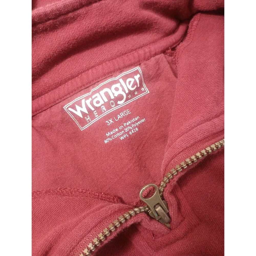 Wrangler Men's Hero 1/4 Zip Pullover Sweatshirt With Elbow Patches 3XL Red Maron